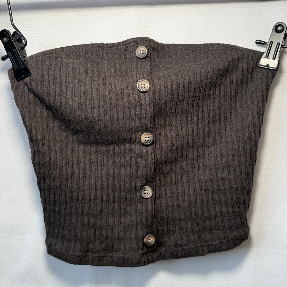 American Eagle Outfitters Brown Ribbed Crop Top